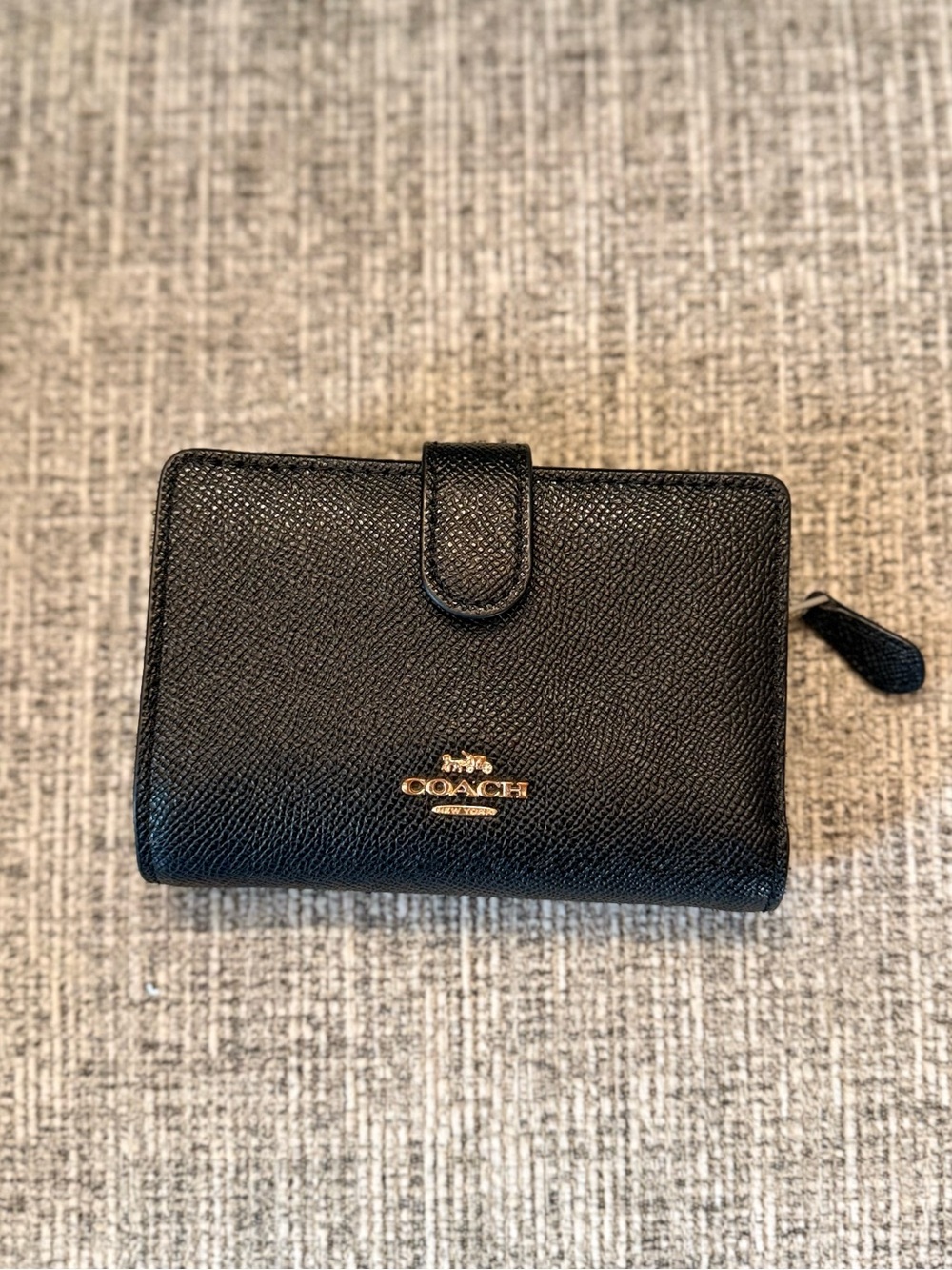 Coach Black Leather Small Zip Wallet